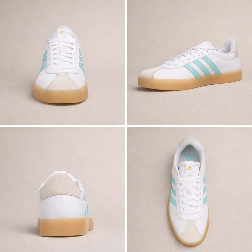 adidas Women's VL Court 3.0 Sneaker White Aqua Gum
